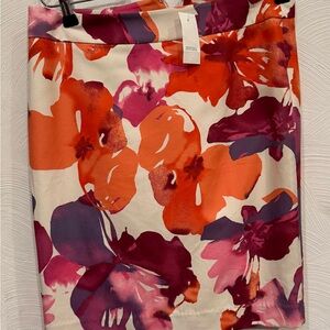 LOFT Floral Skirt in Orange and Purple